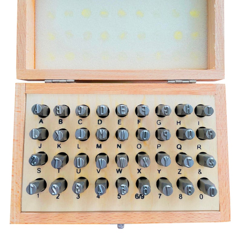 HimaPro Letter and Number Stamp Set 36pcs 40Cr Alloy Steel Metal Stamp Number & Letter Punch Set in a Wooden case (4mm 5/32 Inch) - Image 5